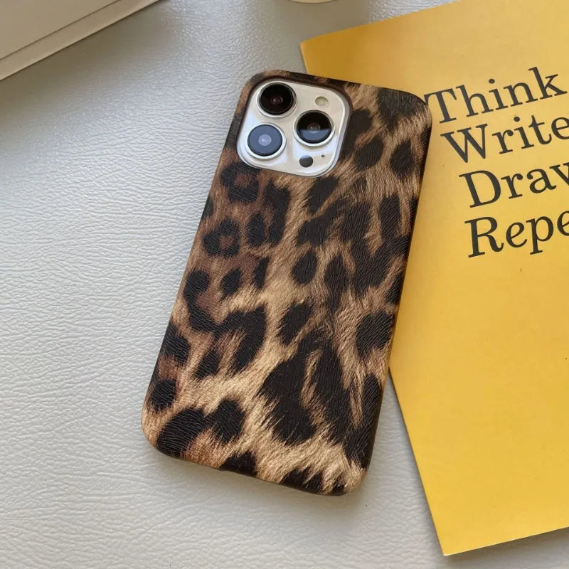 Leopard Print Faux Leather Phone Case