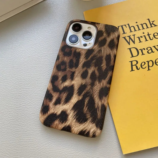 Leopard Print Faux Leather Phone Case