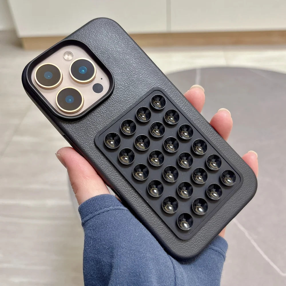 Suction Cup Stand Litchi Pattern Phone Case