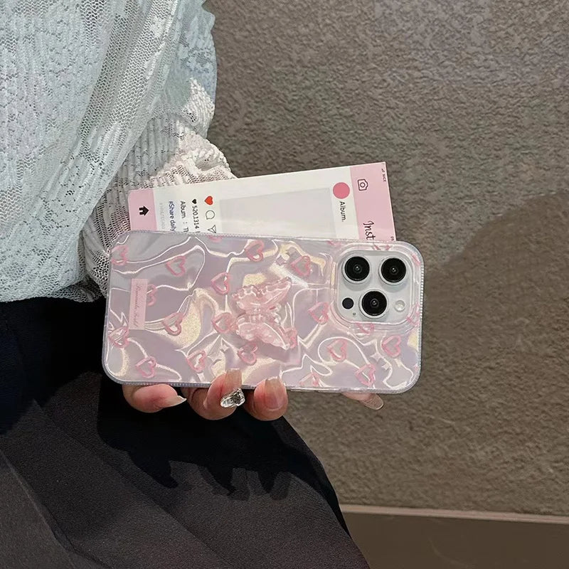 Pink Heart Butterfly Phone Case