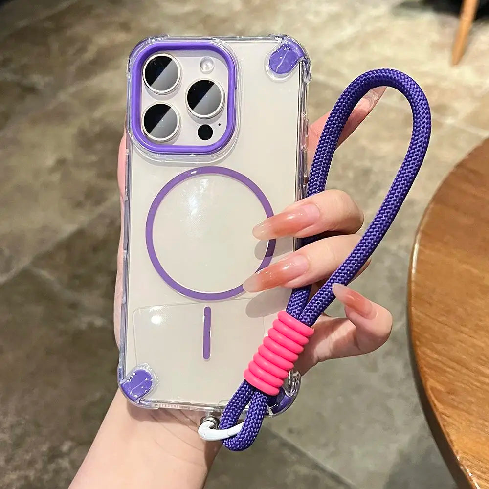 Wrist Strap Magnetic Clear Case for iPhone