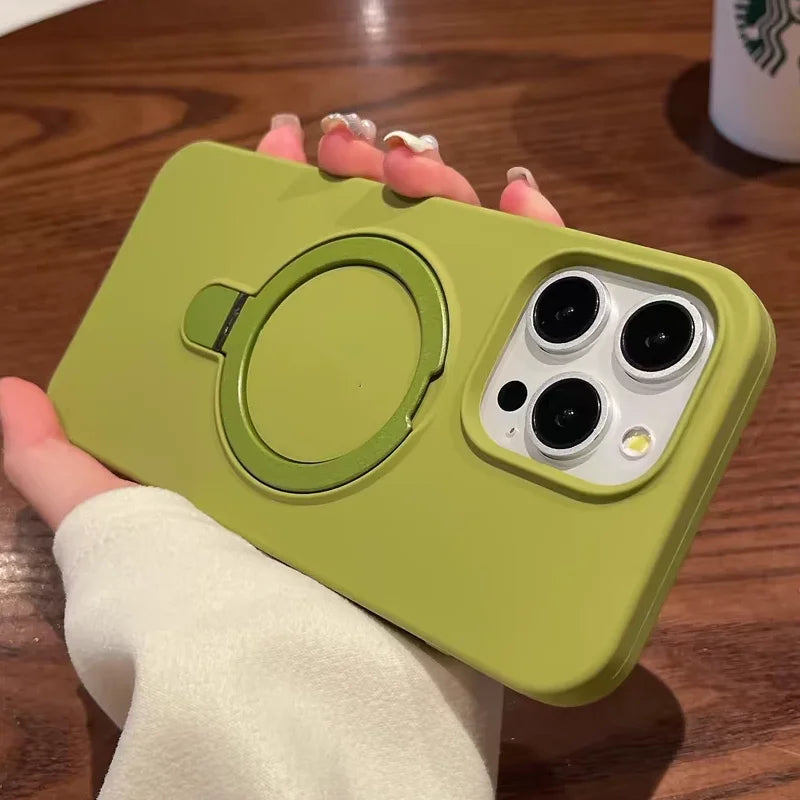 Liquid Silicone Magnetic Ring Holder Phone Case