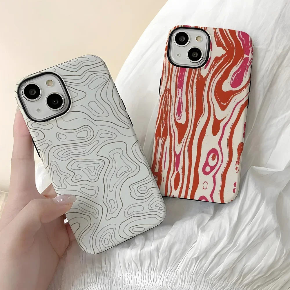 Wave Pattern Double-Layer Phone Case For iPhone
