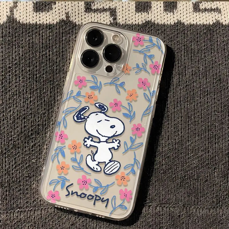 Black Flower Snoopy Phone Case