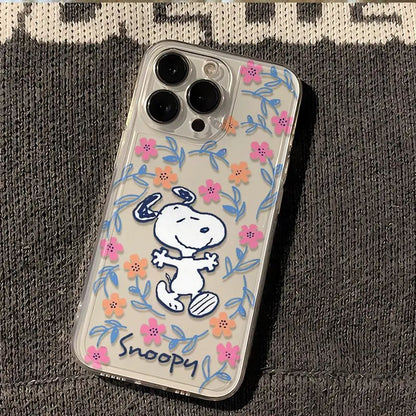 Black Flower Snoopy Phone Case