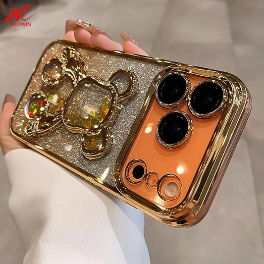 Cute Quicksand Bear Glitter Phone Case