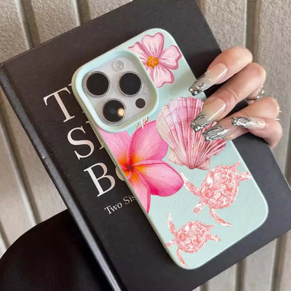 Pink Sea Turtle Flower Phone Case