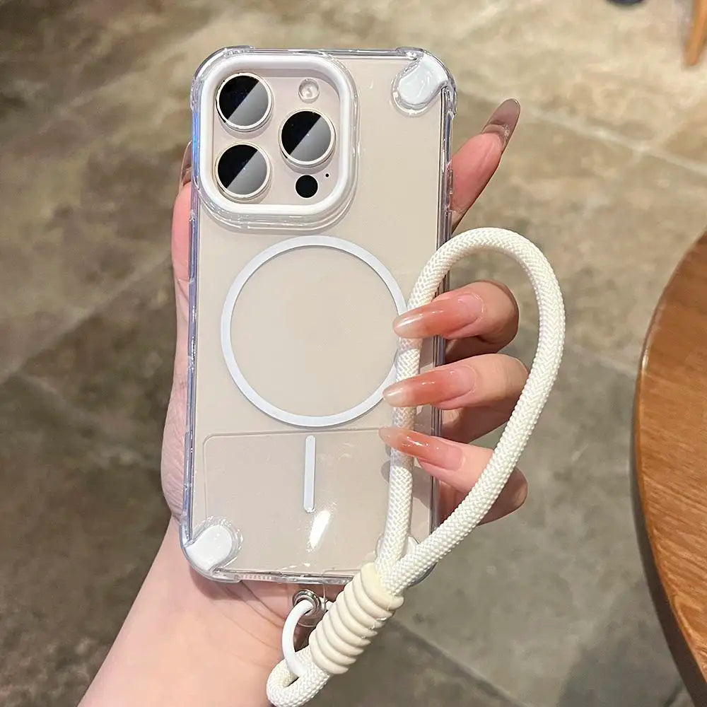 Wrist Strap Magnetic Clear Case for iPhone