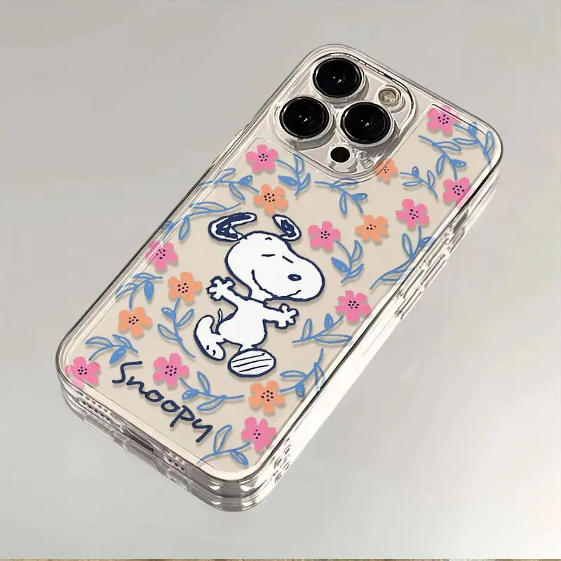 Black Flower Snoopy Phone Case