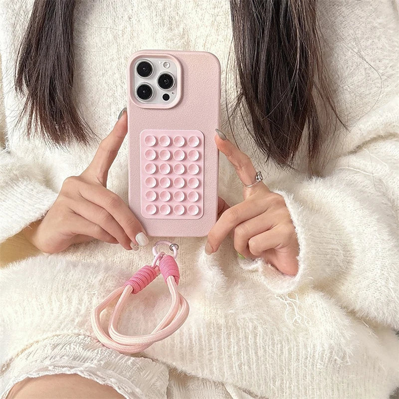 Litchi Pattern Phone Case with Stand & Lanyard