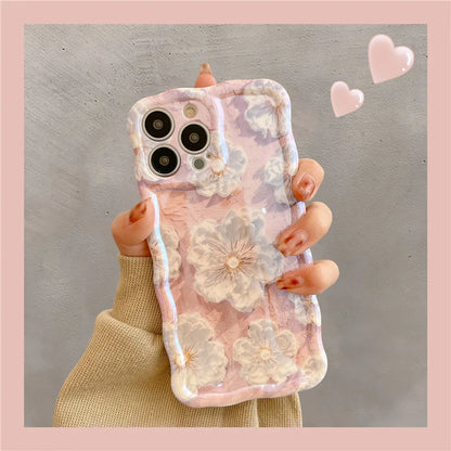 Laser Floral Glitter Silicone Phone Case