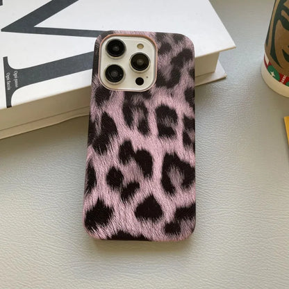 Leopard Print Faux Leather Phone Case