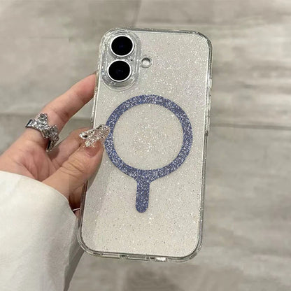 Magnetic Glitter Transparent Case For iPhone