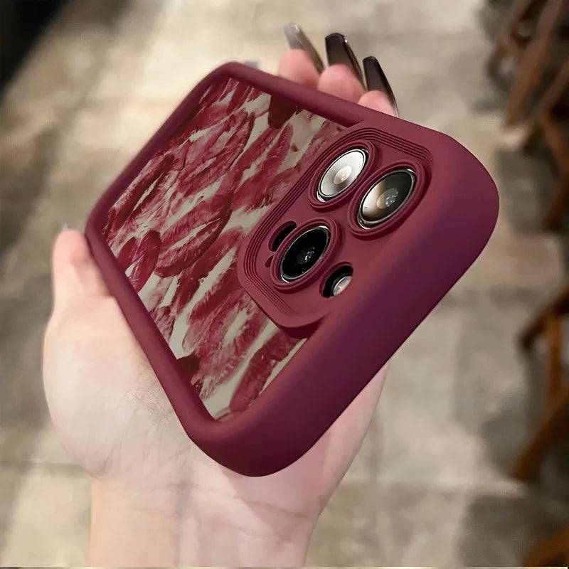 Wine Red Lip Print Phone Case