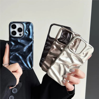 Matte Silver Water Ripple Shockproof Phone Case