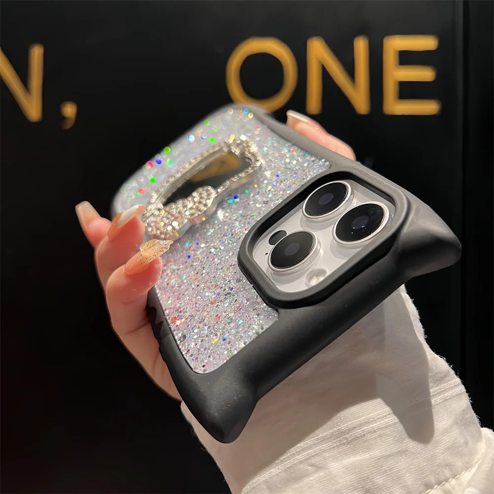 Cute Cat Ears Hello Kitty Glitter Phone Case