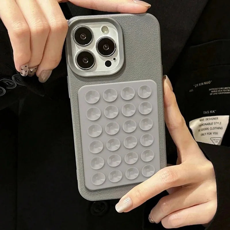 3D Suction Cup Litchi Pattern Case For iPhone