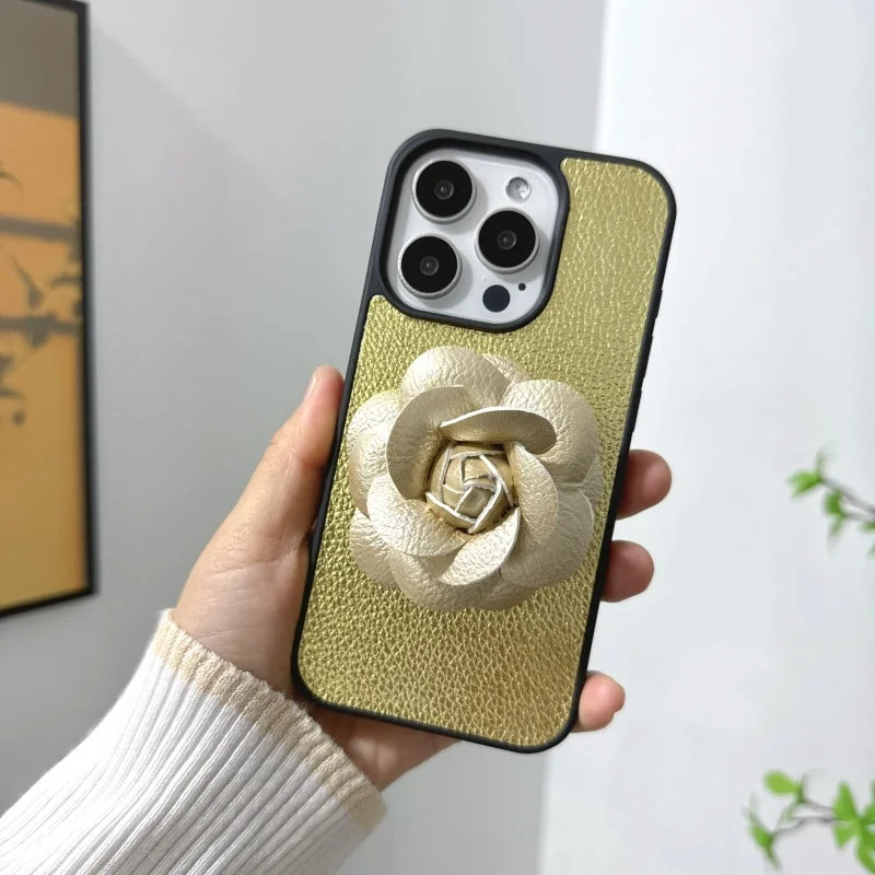 Camellia Flowers Leather Phone Case