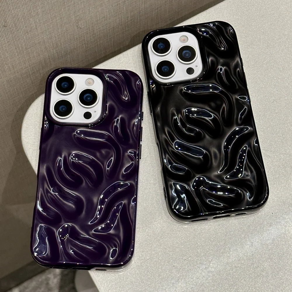 Electroplated 3D Wave Glossy Phone Case