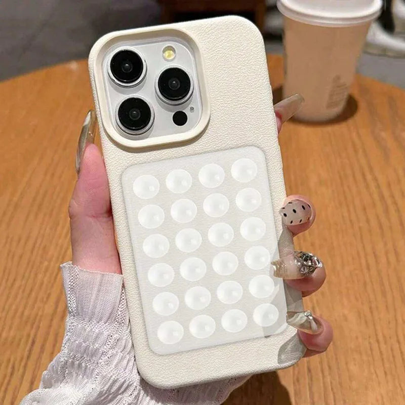 3D Suction Cup Litchi Pattern Case For iPhone
