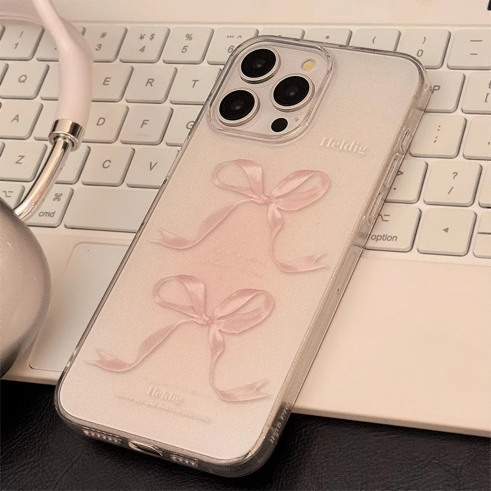 Pink Bow Clear Silicone Phone Case