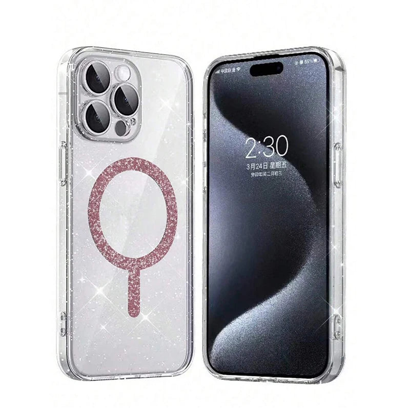 Magnetic Glitter Transparent Case For iPhone