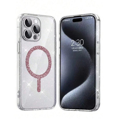 Magnetic Glitter Transparent Case For iPhone