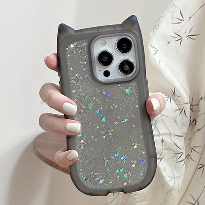 Cute Cat Ear Glitter Transparent Phone Case