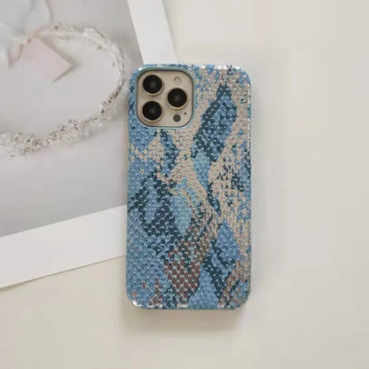 Golden Snake Pattern Leather Phone Case