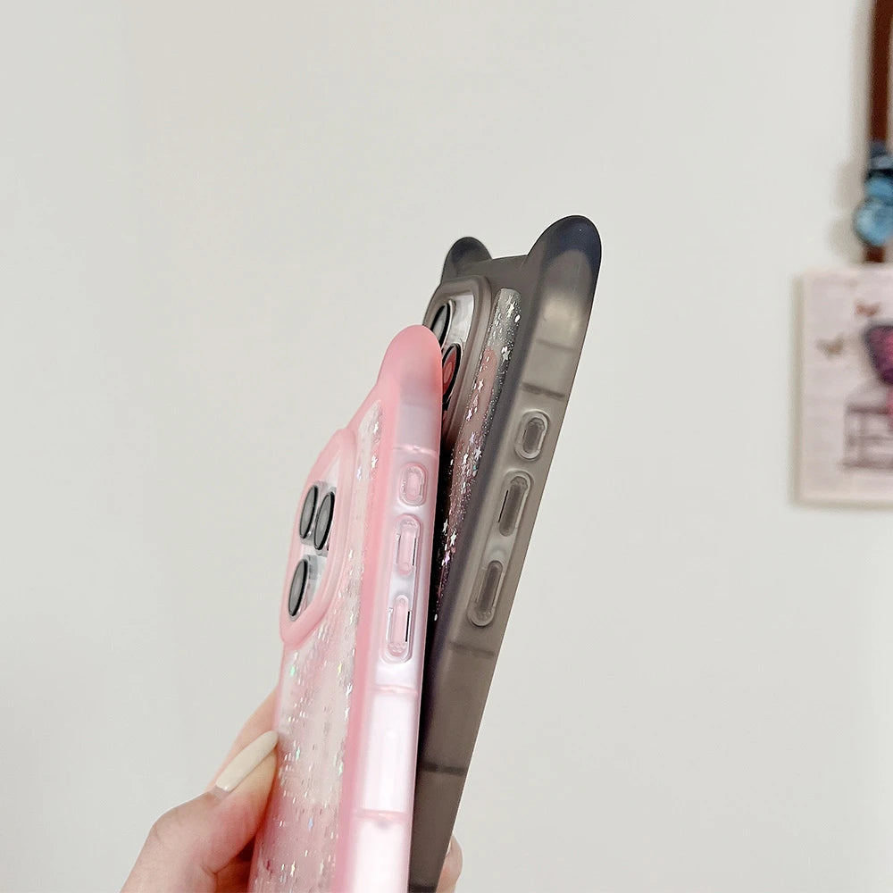 Cute Cat Ear Glitter Transparent Phone Case