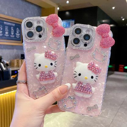 3D Hello Kitty Glitter Cartoon Phone Case