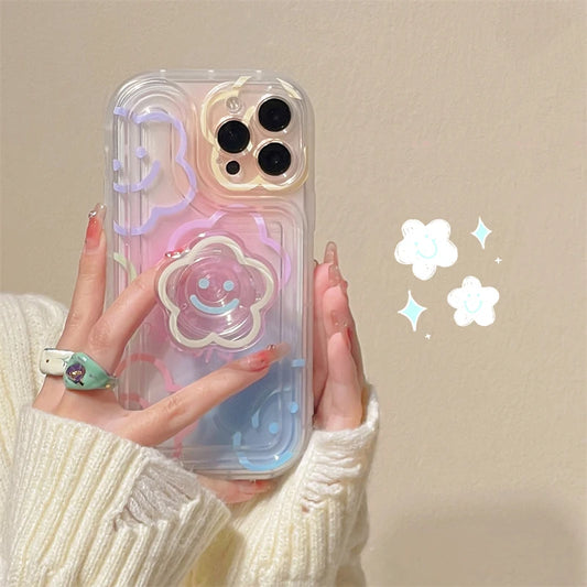 Floral Phone Case with Grip Holder