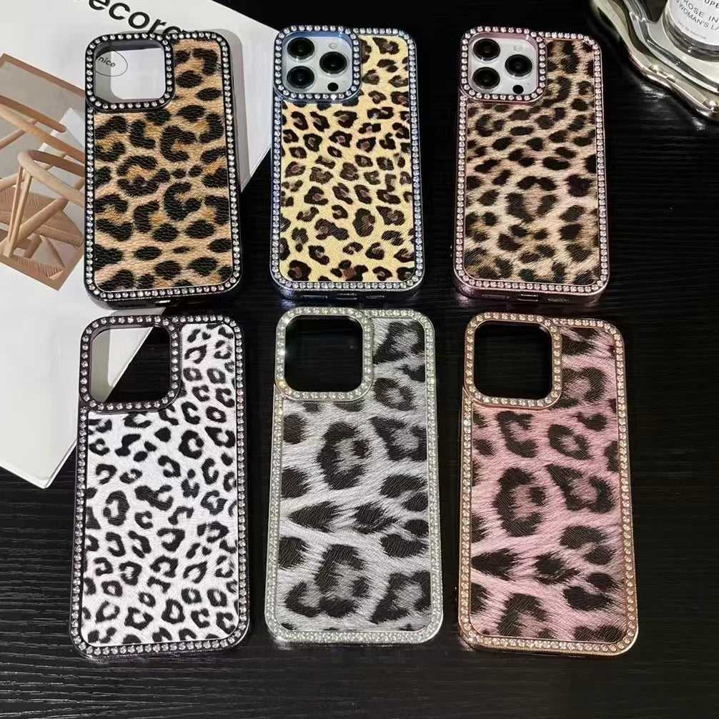 Leopard Print Diamond Phone Case