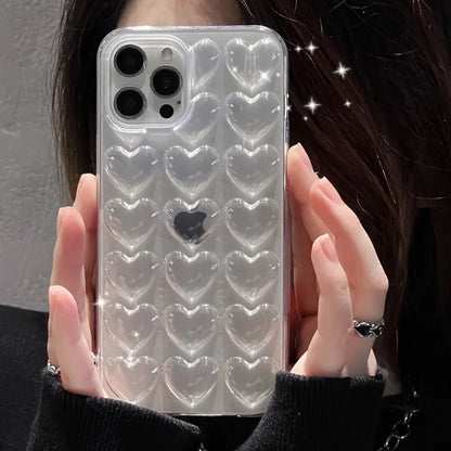 3D Heart Electroplated Phone Case For iPhone