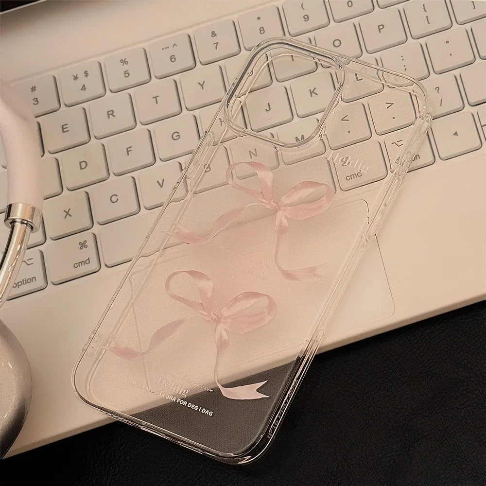 Pink Bow Clear Silicone Phone Case
