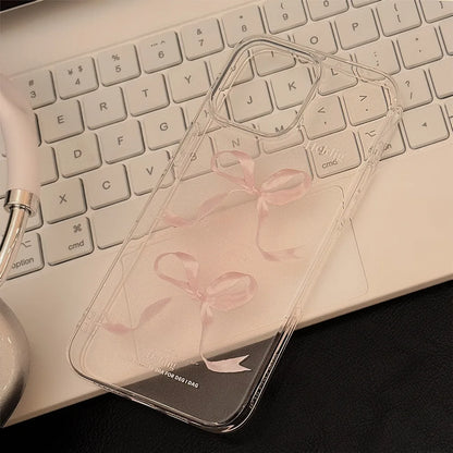 Pink Bow Clear Silicone Phone Case