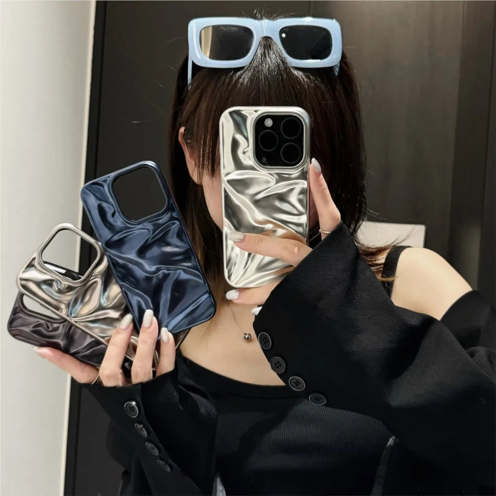 Matte Silver Water Ripple Shockproof Phone Case
