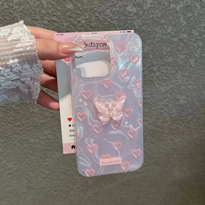 Pink Heart Butterfly Phone Case