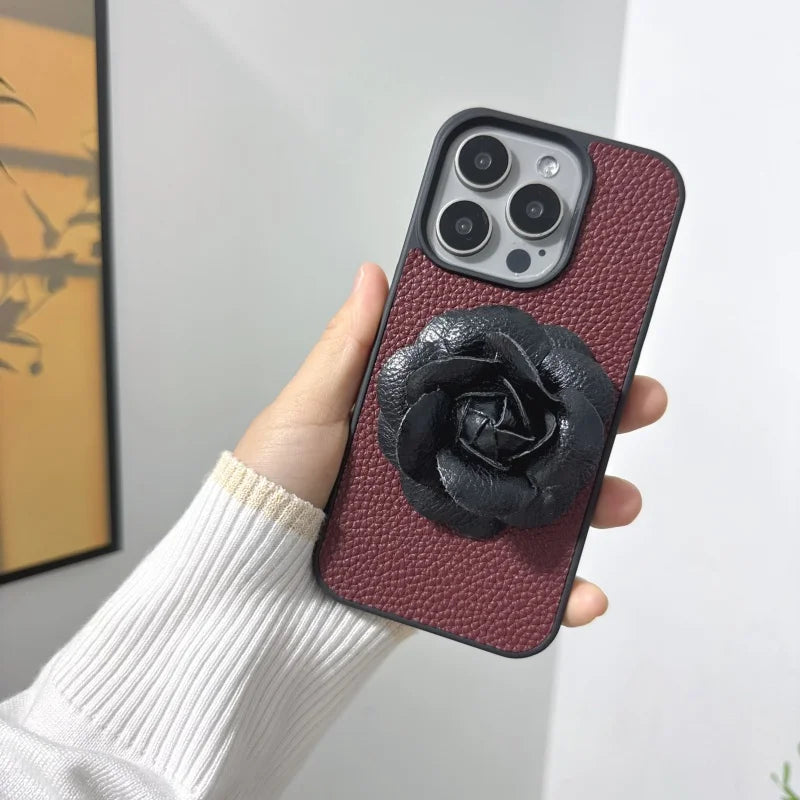 Camellia Flowers Leather Phone Case