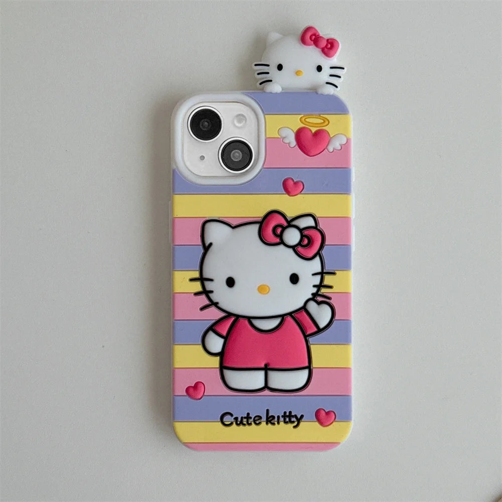 3D Cartoon Sanrio & Stitch Phone Case