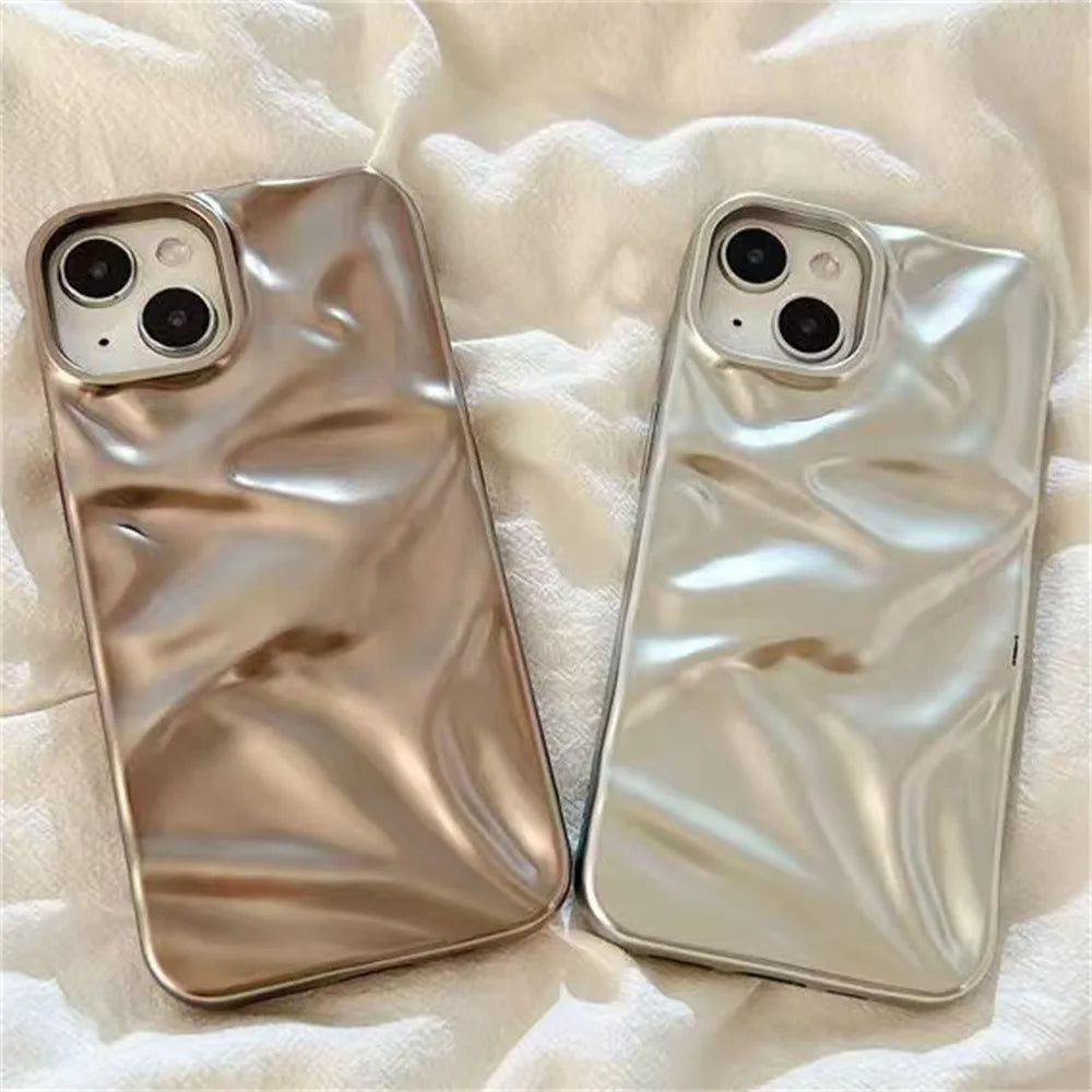 Matte Silver Water Ripple Shockproof Phone Case