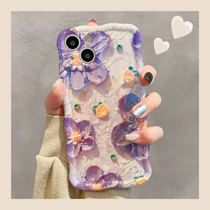 Laser Floral Glitter Silicone Phone Case