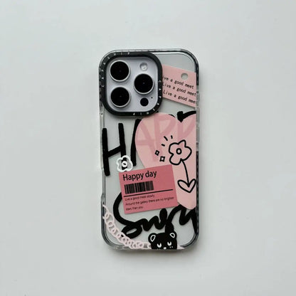 Heart Flower Graffiti Transparent Phone Case