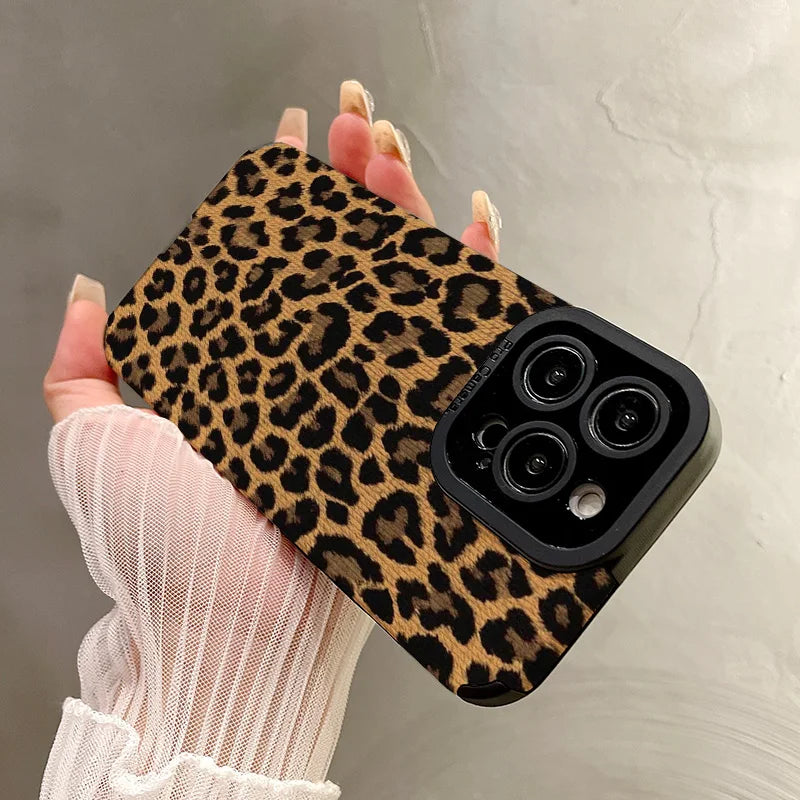 Gold Leopard Silicone Leather Phone Case