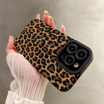 Gold Leopard Silicone Leather Phone Case
