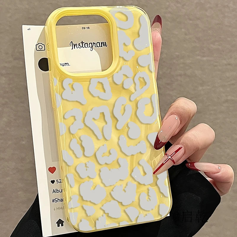 White Leopard Print Phone Case