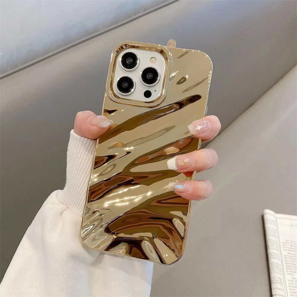 Electroplated 3D Wave Glossy TPU Phone Case