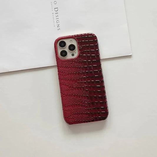 Vintage Coral Leather Phone Case For iPhone
