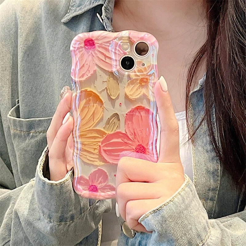 Laser Floral Glitter Silicone Phone Case