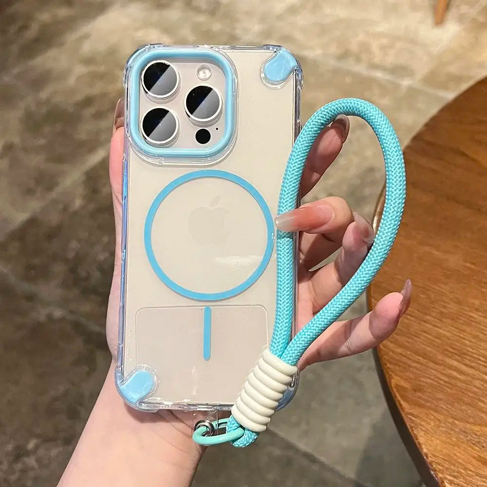 Wrist Strap Magnetic Clear Case for iPhone